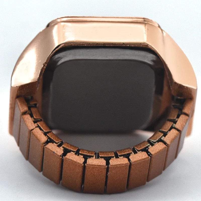 Hot Selling Creative Roman Numeral Scale Ring Quartz Alloy Shell Finger Square Watch Dial For Couples