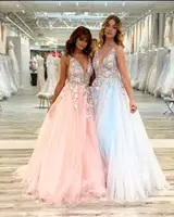 V Neck Tulle Prom Dresses 2025 Floral Embroidery Applique Ball Gown Quinceanera Dresses Party Dresses Luxury Dress 6