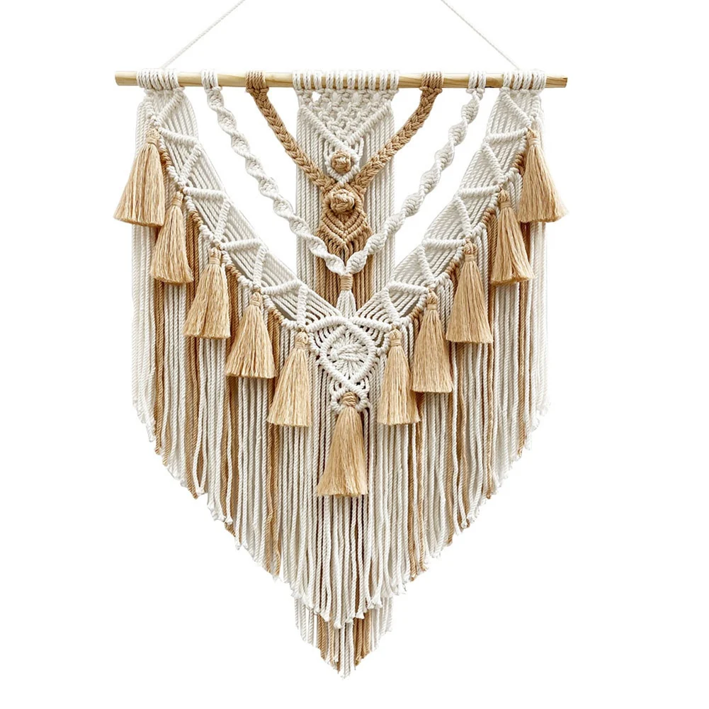 

Hand-Woven Color Macrame Wall Hanging Ornament Bohemian Craft Decoration Gorgeous Tapestry for Home Livingroom Decor A