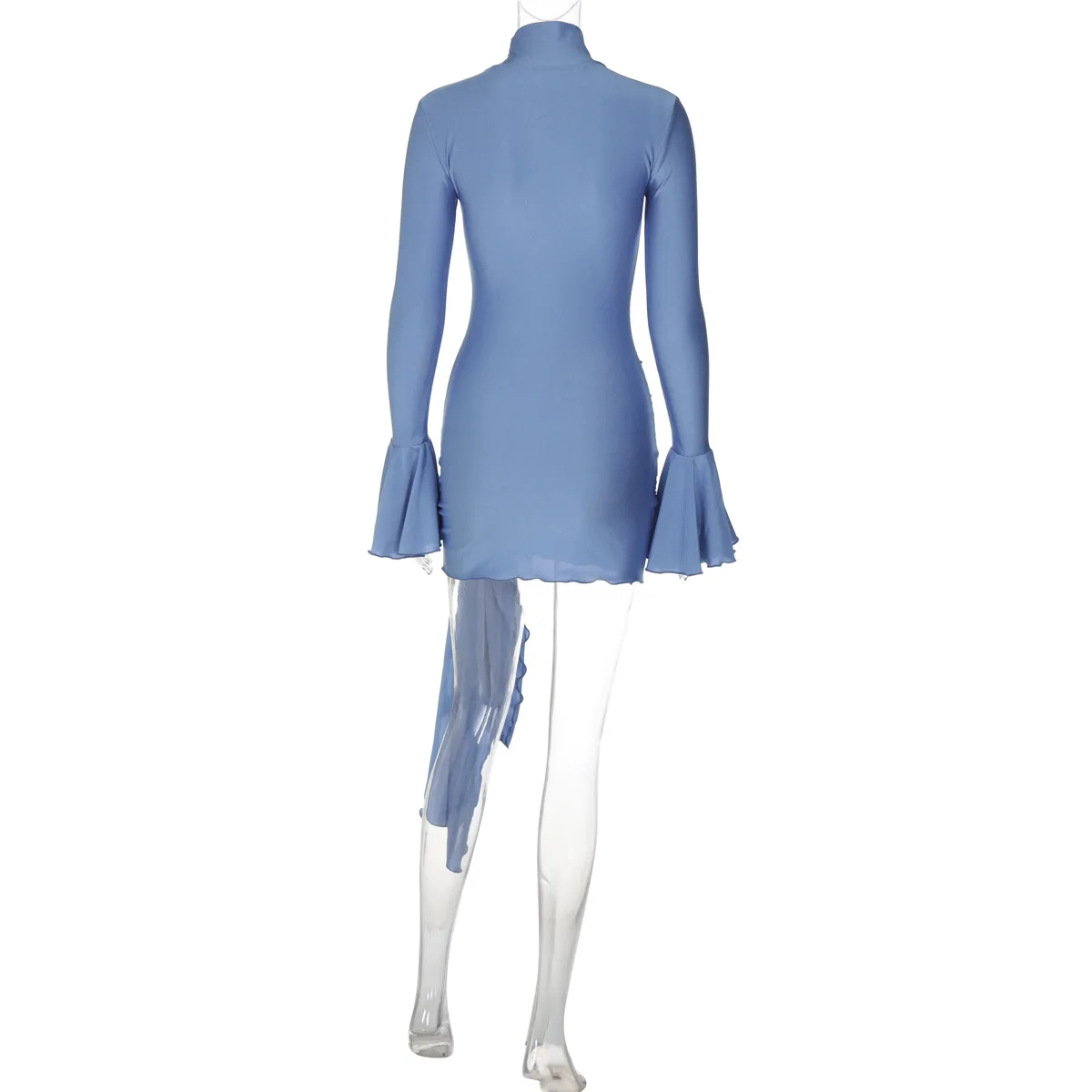 Sexy Skinny Ruffled Mini Dress Female Long Sleeve Turtleneck Slim Fashion Tassel Elegant Party Dress Autumn Women's Dress