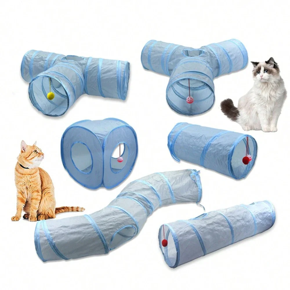 Gray Cat Play Tunnel 3-Way Foldable Design 1