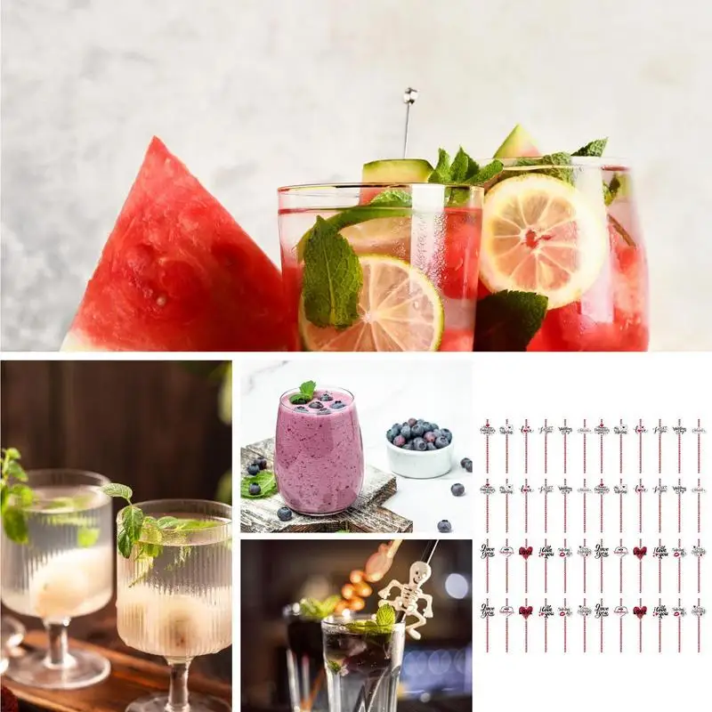 Heart Straws 24x Decorative Drinking Straws With Love You Decor Kitchen Gadget Holiday Wedding Decorating Accessories For