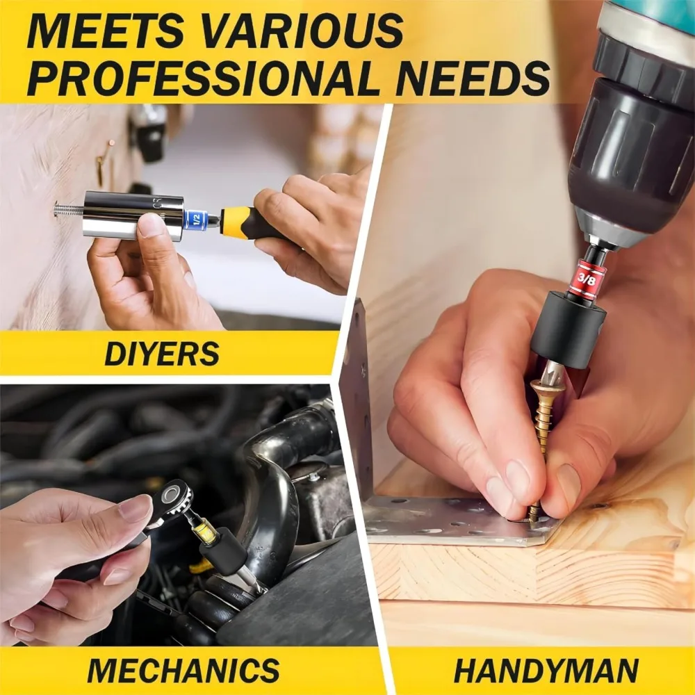 Juego De 5 Extensiones Magnéticas Hexagonales Para Herramientas - 5, 6, 10, 15 Y 30 Cm, Acero Cromo-Vanadio