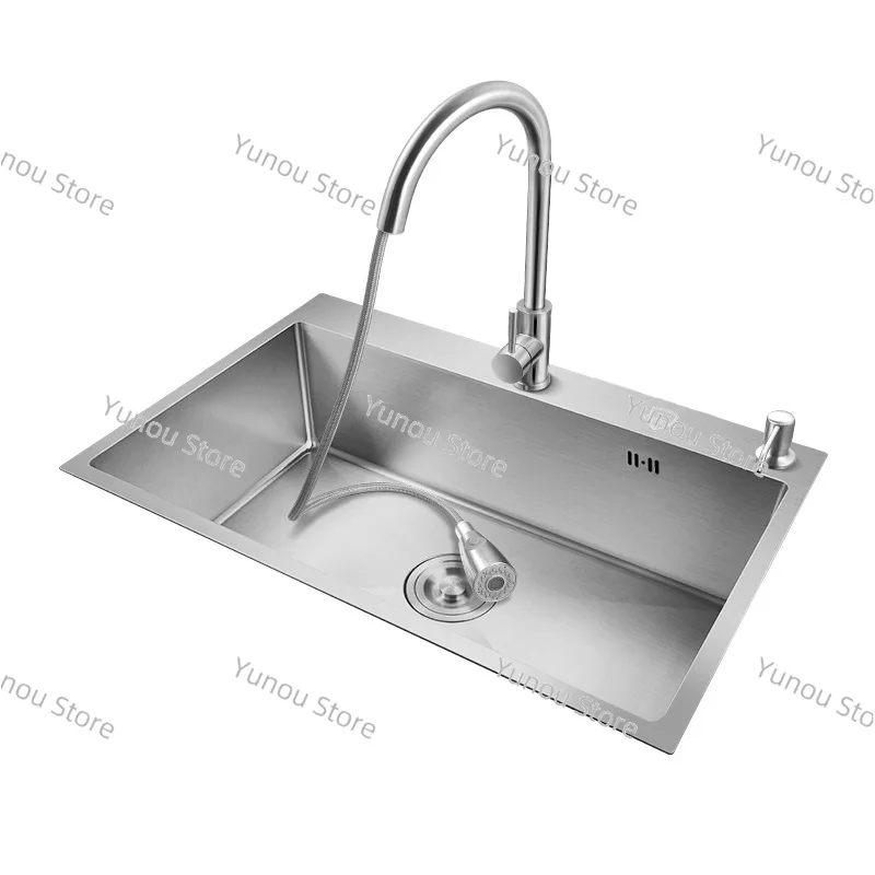 

Silver Kitchen Sink 304 Stainless Steel Sinks Above Counter or Undermount Installation Single Basin Bar Sink Washing Basin