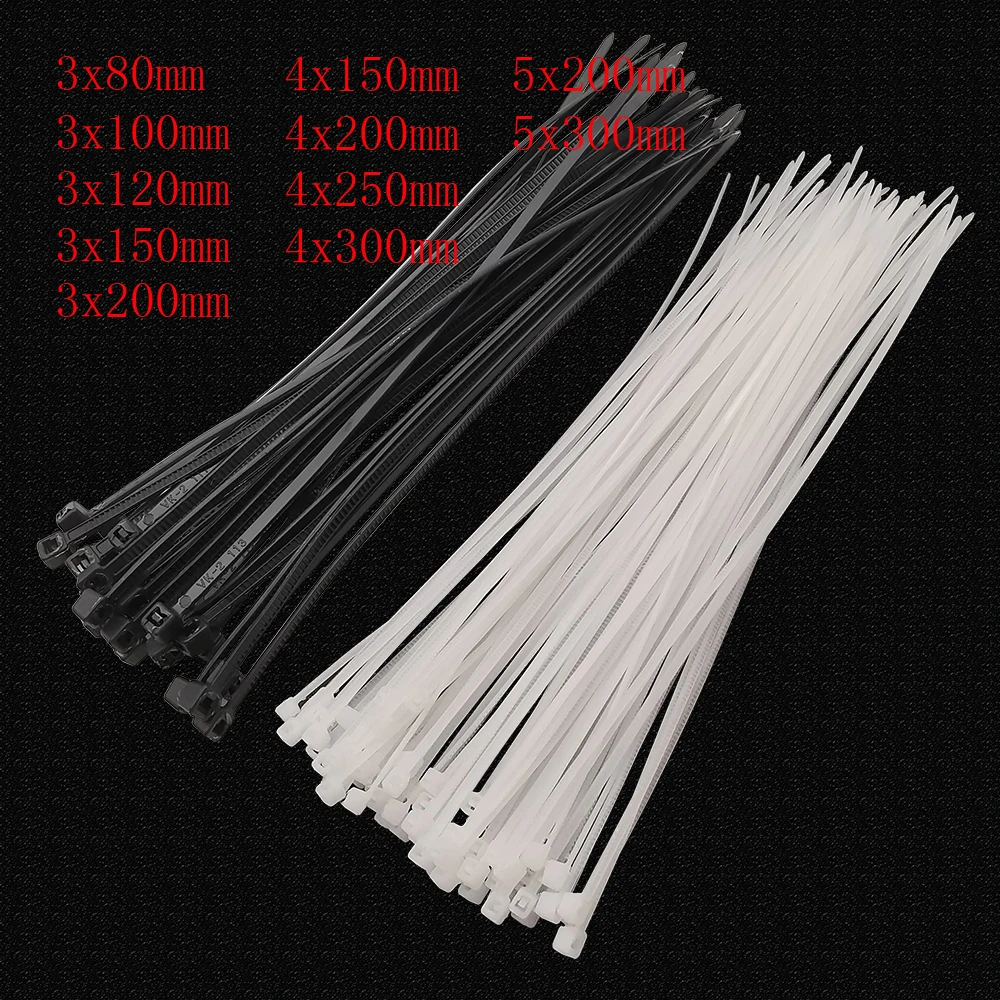 100Pcs/lot Self-Locking Plastic Nylon Cable Ties Black White Cable Zip Tie Binding Straps Fastening Ring Width 1.8mm 2.5mm 3.5mm cable ties,nylon cable ties,cable tie,nylon zip ties