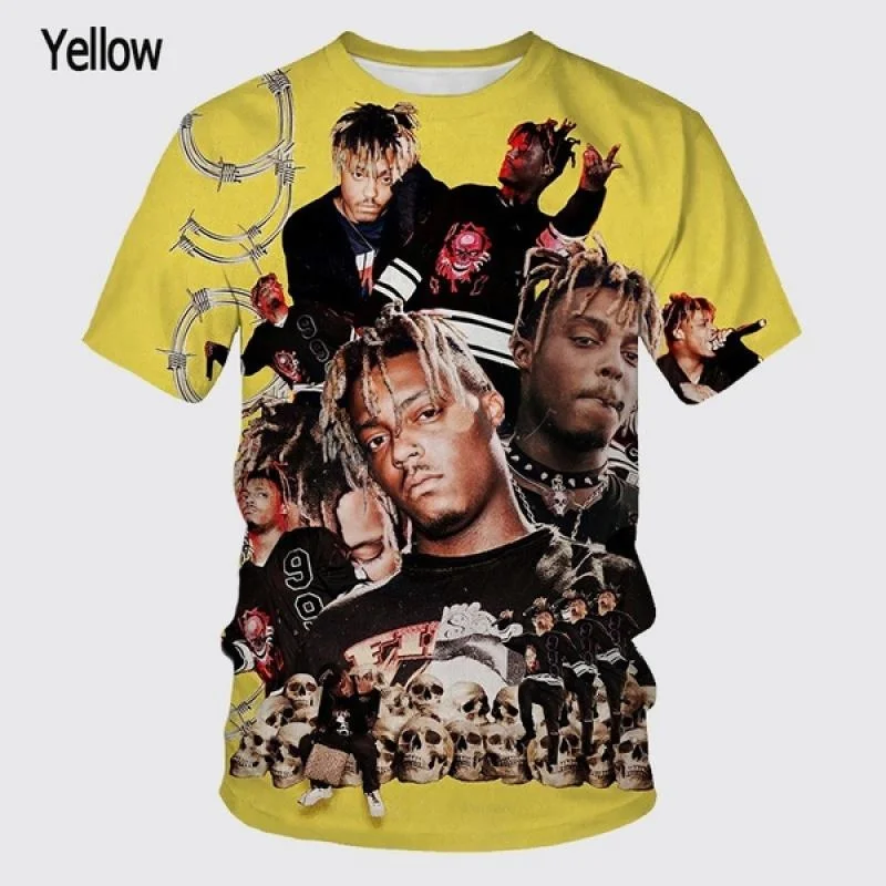

Pop Fashion Hip Hop Singer Juice Wrld Pattern 3D T Shirt Summer Mens Cool Style Streetwear Oversized Round Neck TShirt