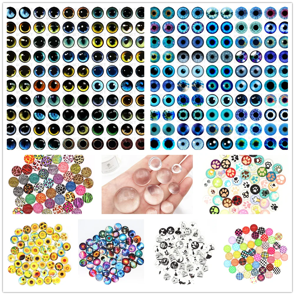 50Pcs Glass Eyeball Ornament Crafts Decorative Dolls Eyes Blue Glass Eyes  Round Dome Eyes Glass Eyes Animal playset Blue Decorations Glass Beads