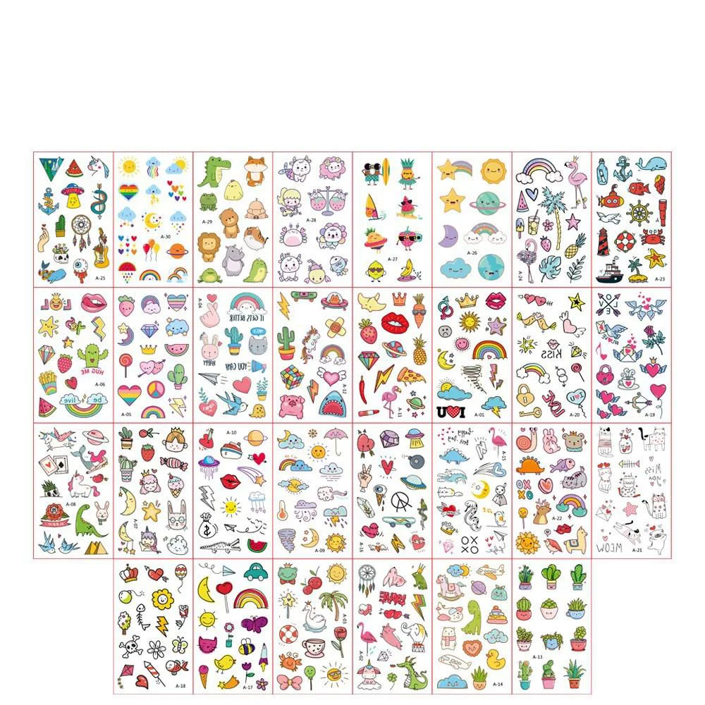 30 Pz/set Ins Serie Colorato Arcobaleno Espressione Adesivo Del Tatuaggio Viso Mano Bella Body Art Falso Tatoo Temporaneo Impermeabile Taty - immagine 3