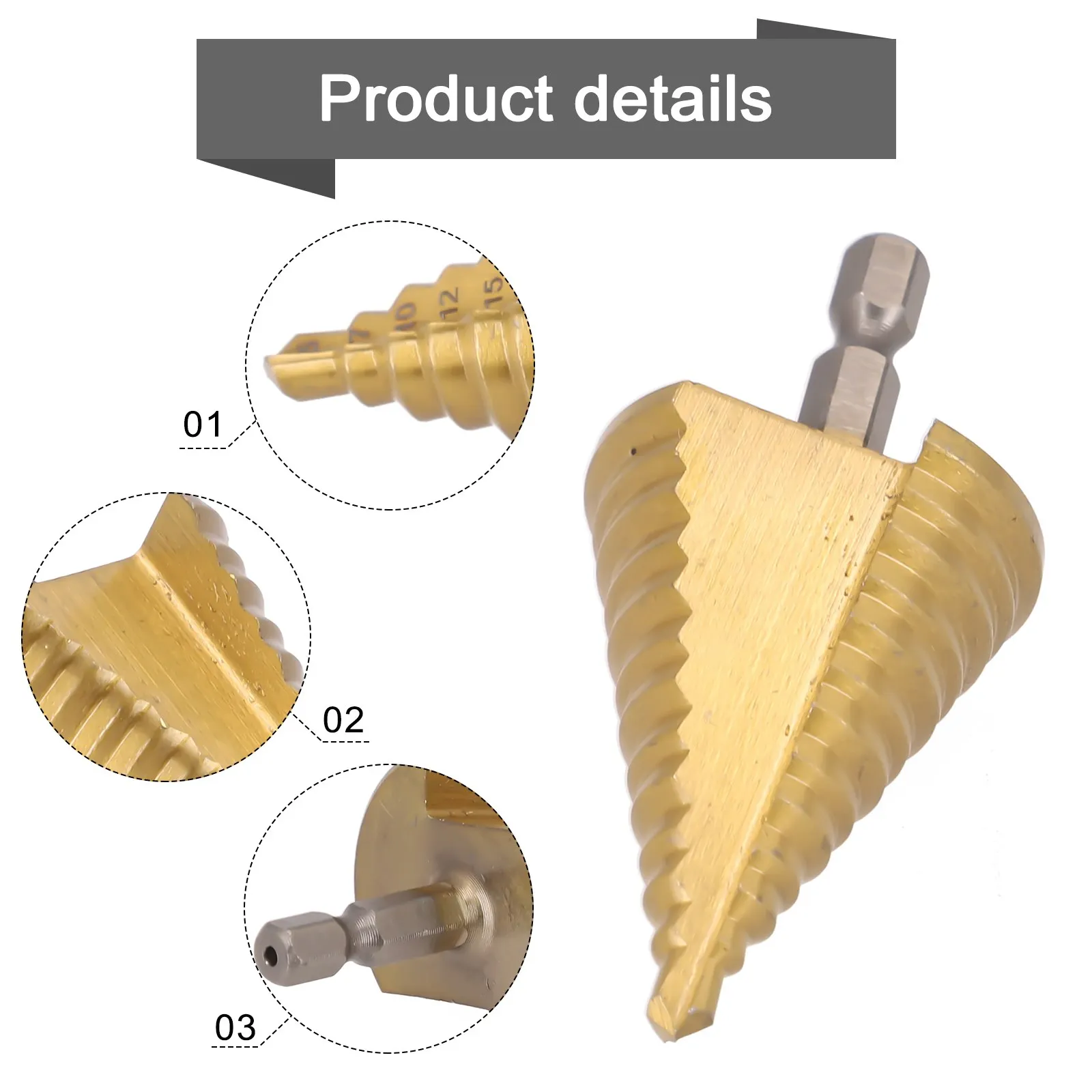 

Titanium Coated Step Drill Bit Drilling Cone Drill Bits Accessories Hole Cutter Core Drilling Tools Power Tool Accessories