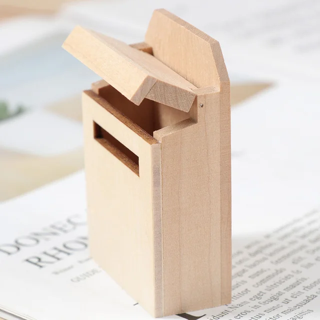 Mini Üres Postafiókmodell Miniatűr Fa Postafiók Ház Barkács Faház