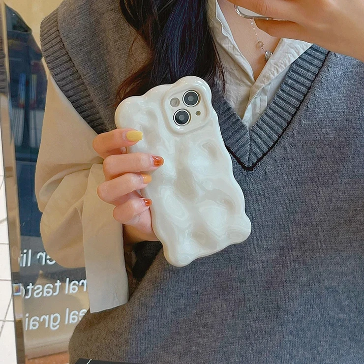 thumbnail image 1 of 3D Wave Pattern Phone Case For iphone 15 14 13 12 11 Pro Max INS Candy Color Fashion Soft Silicone Shockproof Back Cover Cases, 1 of 5