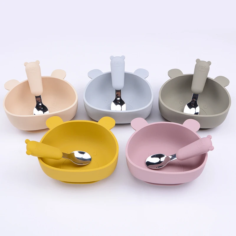

Newborn Accessories Props Bear Silicone Bowl Food Grade Baby Auxiliary Food Sucker Bowl Baby Special Tableware Children's Bowl
