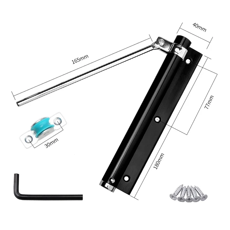 Aluminum Alloy Door Closer,Adjustable Force,Automatic Door Closing Device,Pulley Silent Suitable for Many Types of Doors