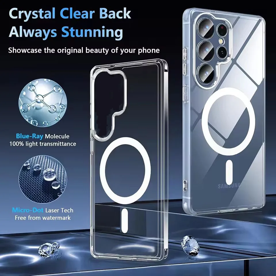 For Magsafe Magnetic Wireless Charging Case For Samsung Galaxy S25 Ultra Plus S26 Ultra S25Ultra 5G Clear Shockproof Back Cover