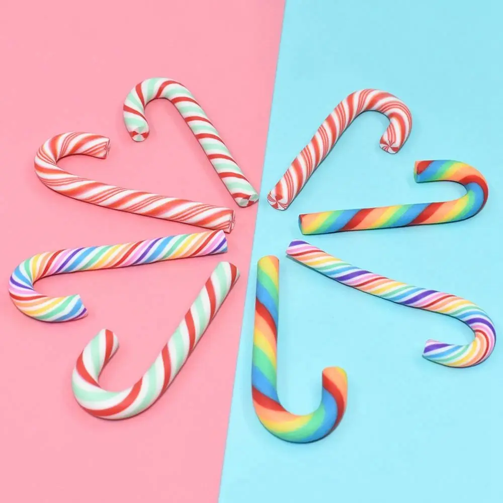 

10Pcs DIY Christmas Cane Cute Resin Colorful Jewelry Making Ornaments Simulation Handmade Resin Hairpin Accessories Christmas