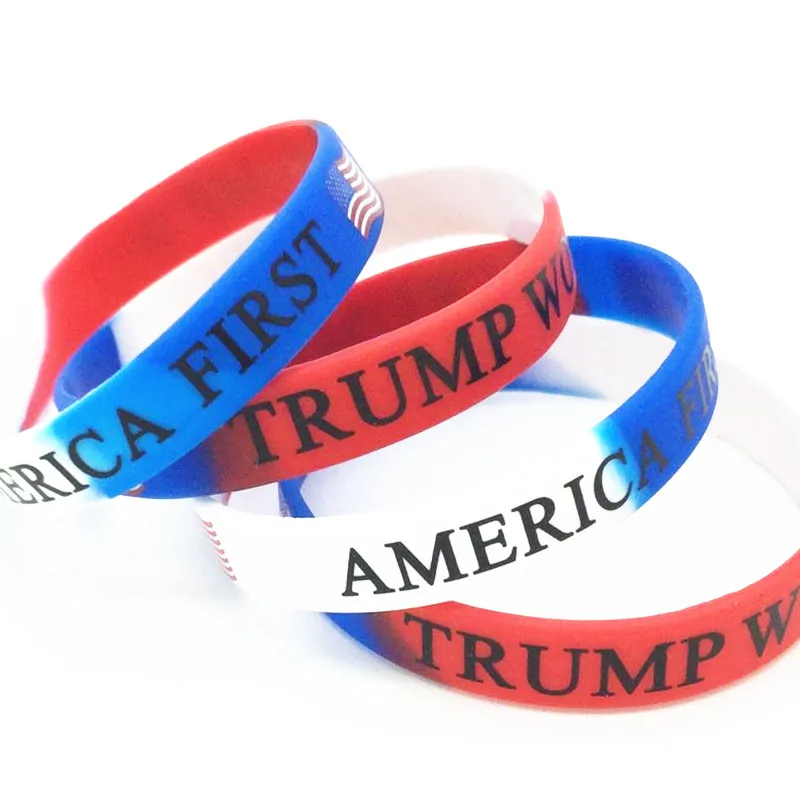 100 Pieces Trump Won American First USA Flag Wristbands Silicone Bracelets AliExpress