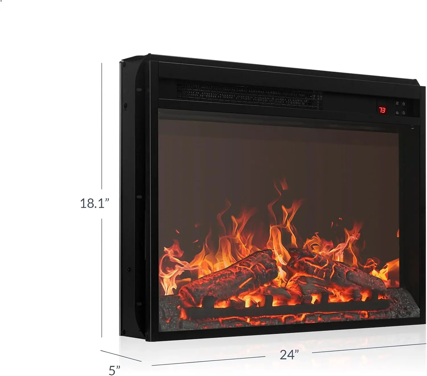 Electric fireplace insert, recessed fireplace heater with remote control, indoor fireplace heater with adjustable brightness 6
