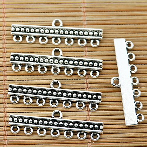 

20pcs 33*10mm Tibetan Silver Tone Studded 1-7holes Link Connector EF1769 Charms for Jewelry Making