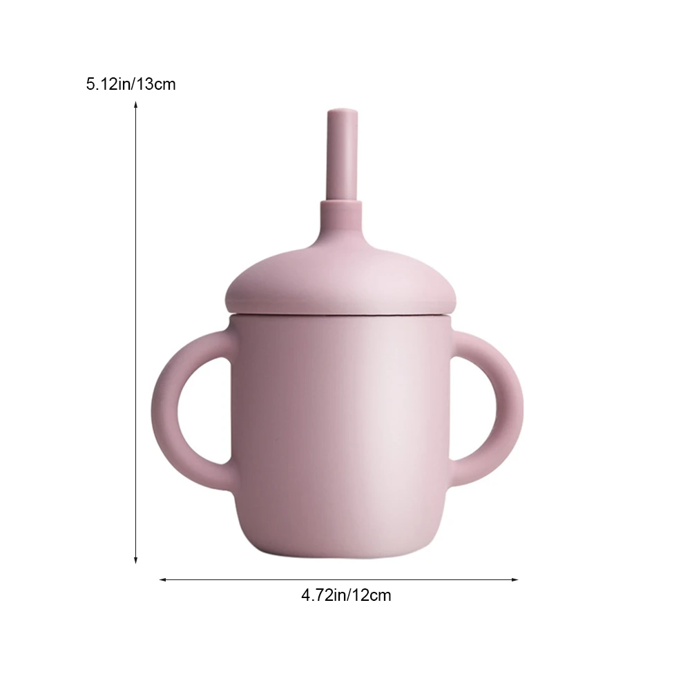 150ML 베이비 컵 실리콘 트레이닝 컵 빨대가 있는 시피 컵 미끄럼 방지 손잡이 를 위한 깨지지 않는 내열 트레이너 컵