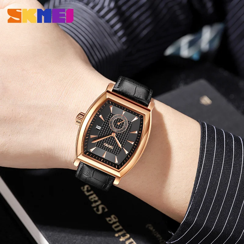 SKMEI 9306 Business Quartz Mens Watches Luxury Leather Date Calendar Waterproof Sport Men Wristwatches Clock relogio masculino