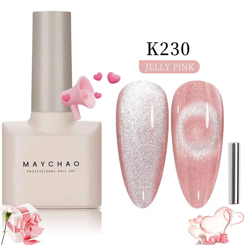 MAYCHAO 12ML 고양이 눈 젤 매니큐어 (자석 포함) 네일 아트 용 UV 홀로그램 마그네틱 레인보우 젤 폴란드어 DIY 매니큐어