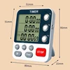 3 Channels Kitchen Timer 100 Hours Countdown Timer For Shower Study Stopwatch 3-Alarms Reminder Clock with Bracket/Magnet/Hole 5