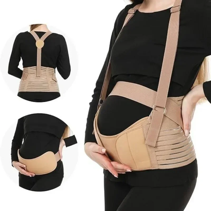 Pregnant Women Support Belly Band w/ Shoulder Back Clothes Belt Adjustable Waist Care Maternity Abdomen Brace Protect Pregnancy