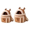 Bag Backpack Dog Travel Bag Pet Winter Outdoor Carriers Plush Reindeer Bag with Hand Warmers G5AB
