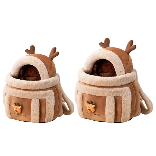 Bag Backpack Dog Travel Bag Pet Winter Outdoor Carriers Plush Reindeer Bag with Hand Warmers G5AB Bag Backpack Dog Travel Bag Pet Winter Outdoor Carriers Plush Reindeer Bag with Hand Warmers G5AB