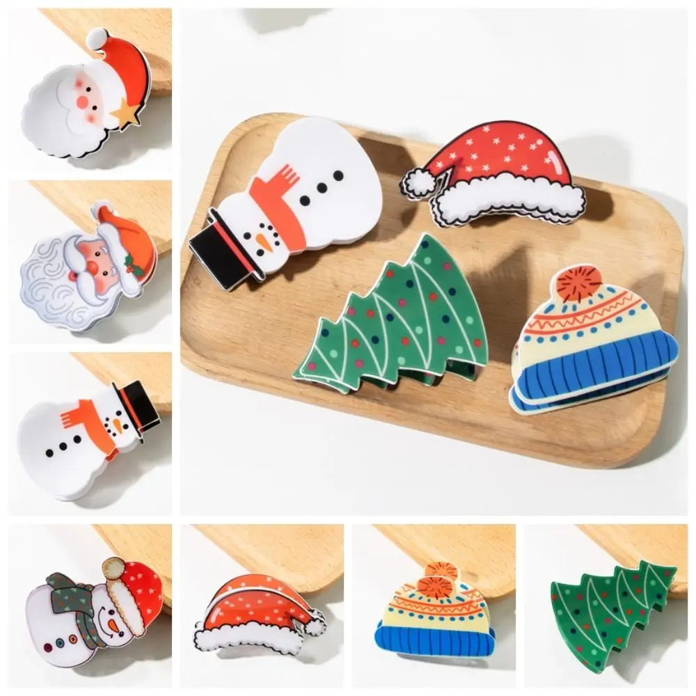 

Christmas Snowman Santa Claus Christmas Tree Grab Clip Hair Claw Colourful Hat Small Shark Clip Hair Clip Party Gift Hair