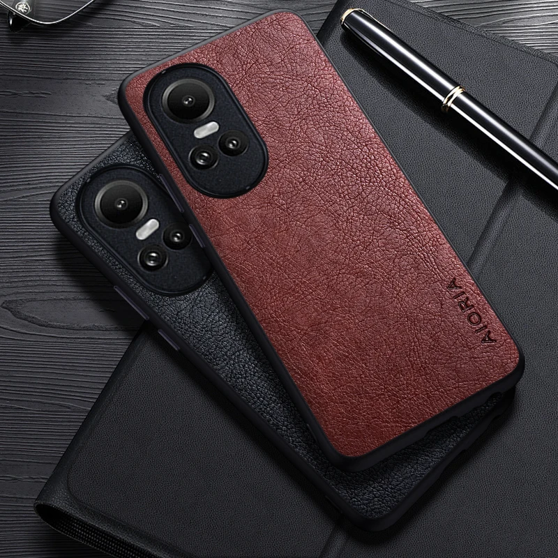 Elegant Luxury Leather Business Case for Oppo Reno10 Pro Plus - Simple Design Cover