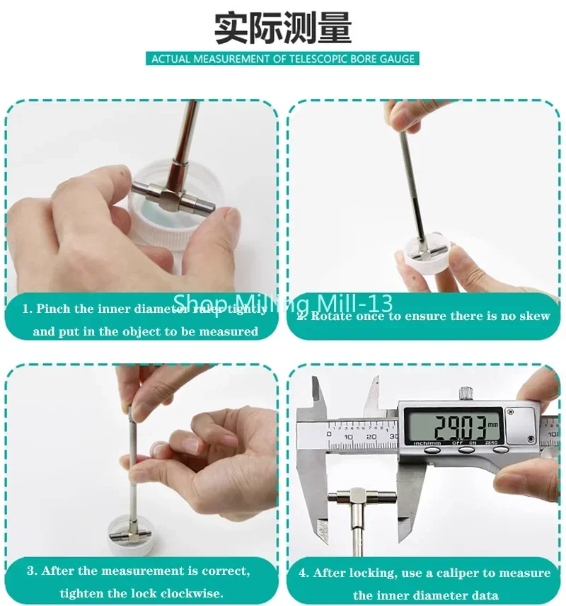 8-150mm( 5/16"-6") Telescoping Gauge Set, 6pcs/set, Internal Gauge, Hole Gauges for Quick Inside Measurements of Holes Tool