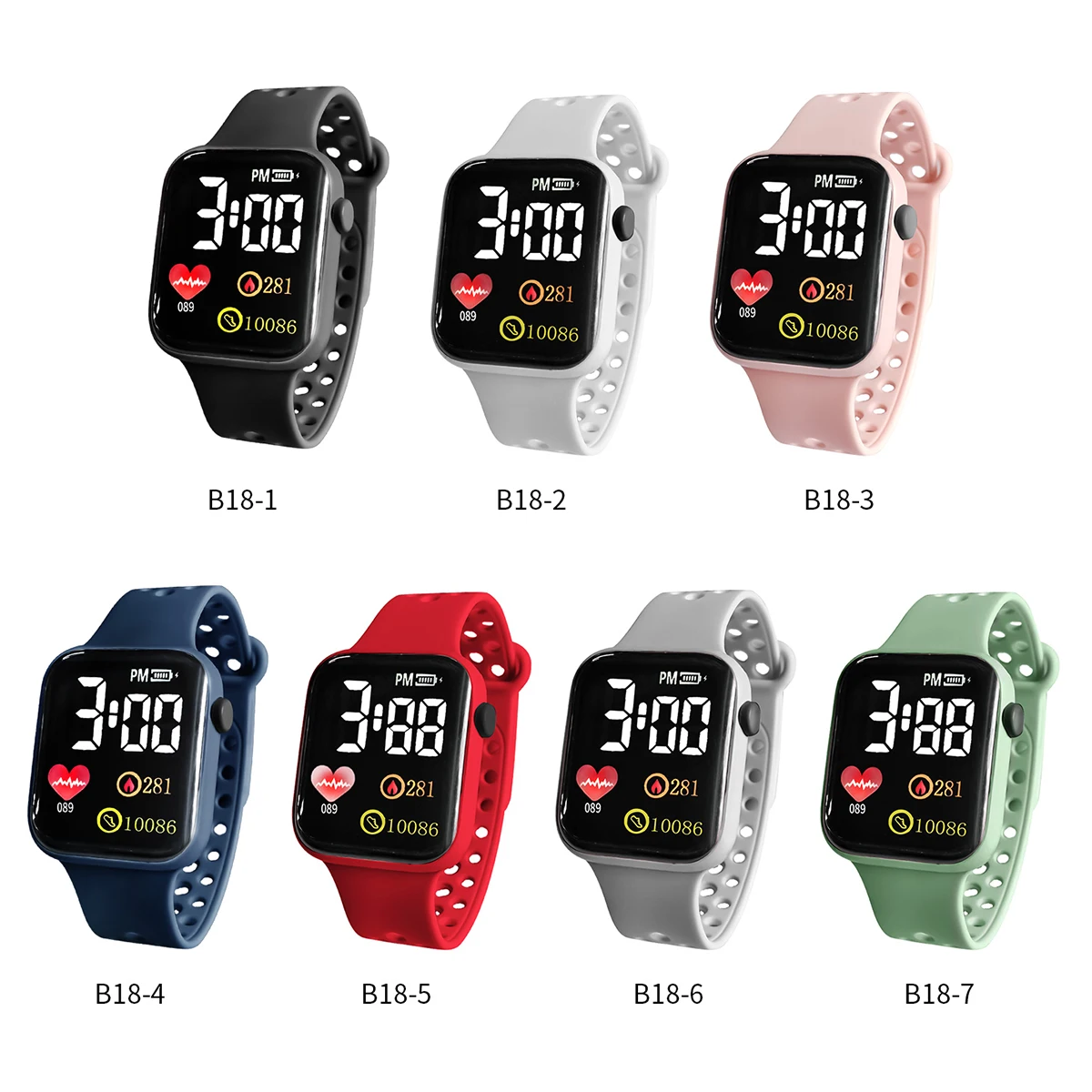Children's Smart Watch Personalized Fashion Square Love Electronic Watch Boys and Girls Sports Watch Bracelet 5