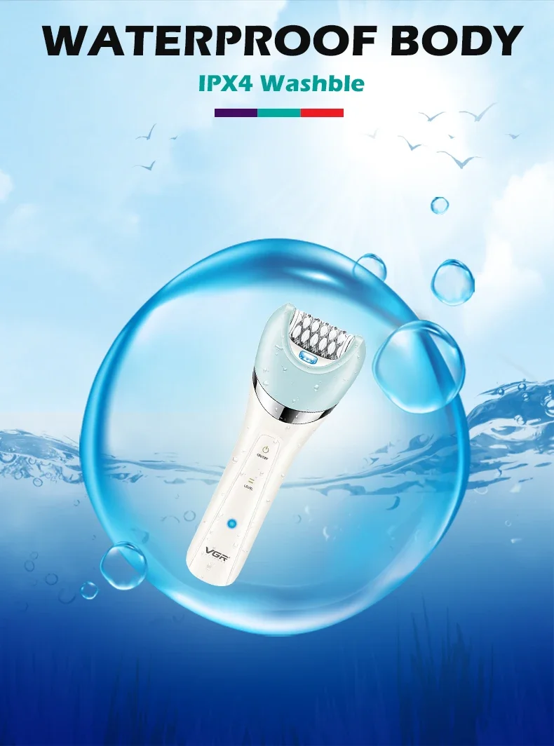Vgr 5-in-1 Lady Shaver Epilator Set Waterproof Electric Grooming Kit_voghion.com