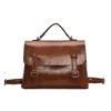 High-quality Leather Backpack Women Fashion School Bag England College Style Designer Luxury Solid Shoulder Bag Ladies Handbags 6