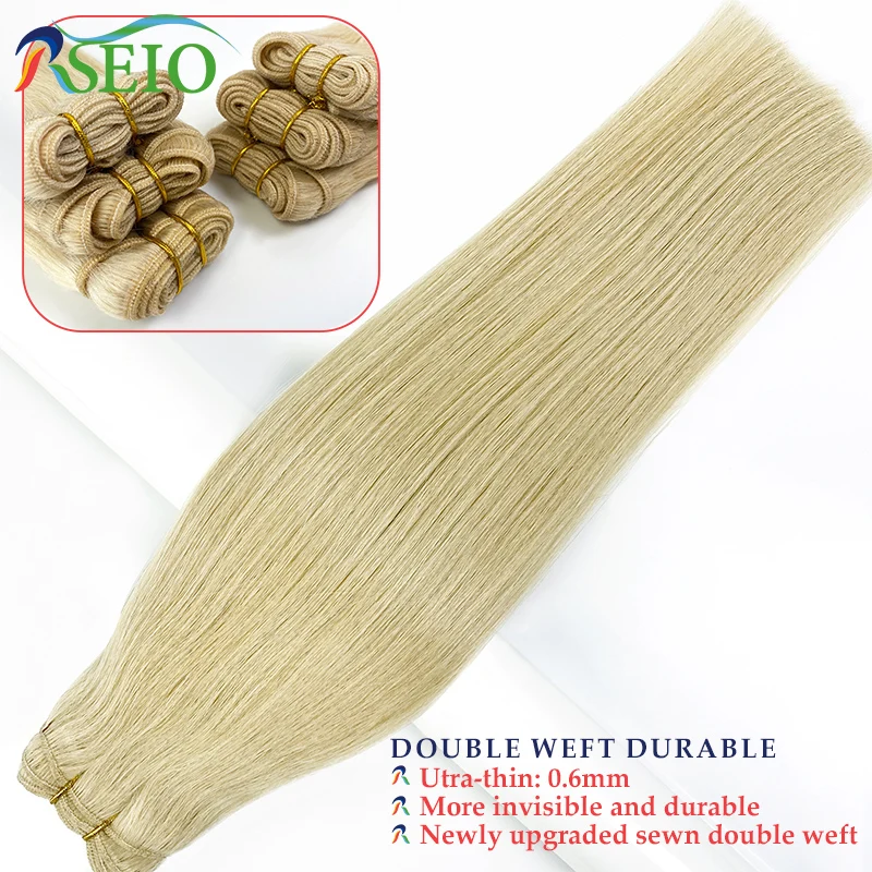 High Quality  Human Hair Wefts Extensions Hair Weaves Bundles Real Human Natural Hair  Straight  Black Brown Blonde Very Thick - 3