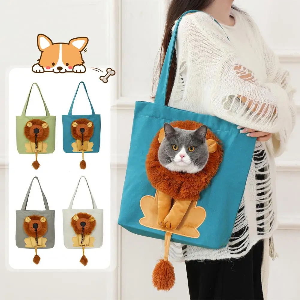 Cat Carrier Bag Pet Bag Lion-shaped Pet Carrier Portable Canvas Shoulder for Small Outdoor Travel Comfort for Dogs