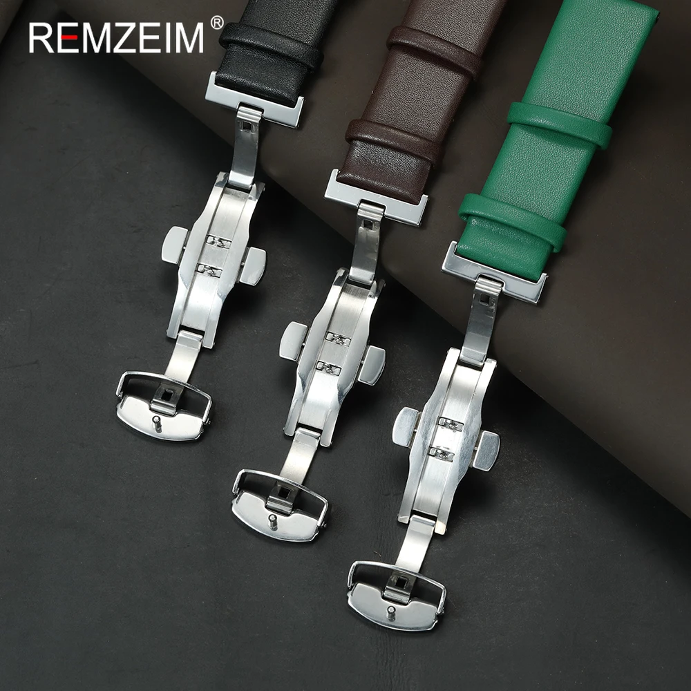 Elegant Slim Watch Strap with Butterfly Buckle - Comfortable Faux Leather Band for Women