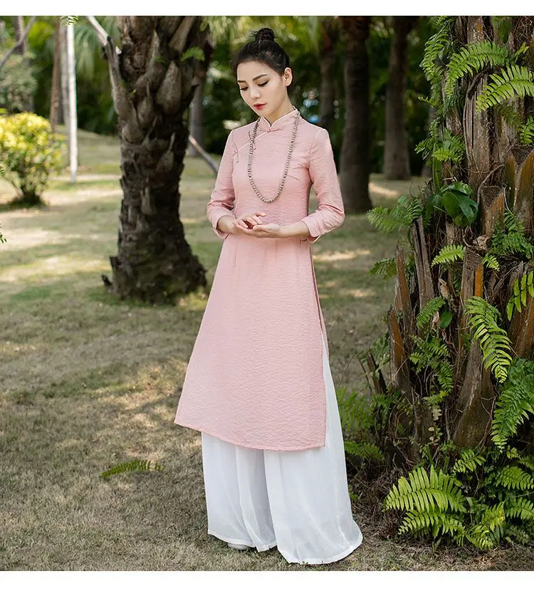 

Oriental Style Ao Dai Vietnam Traditional Clothing Dress For Women Graceful Chinese Qipao Cheongsam Vintage Style Elegant Dress