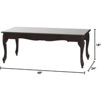 Traditional Ornate Detailing Wood Coffee Table, Dark Cherry 2
