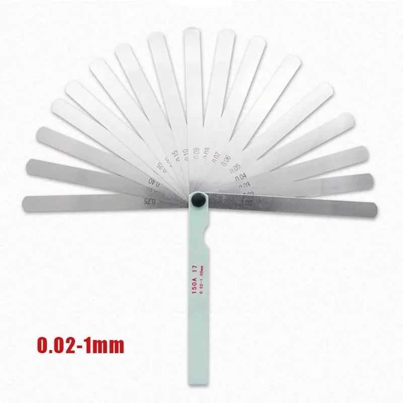 Feeler Gauge 17 Blades Thickness Gauges Measurment Tool Gap Wedge 0.02-1mm For Engine Valve Adjustment Percision Measuring Tools feeler gauge
