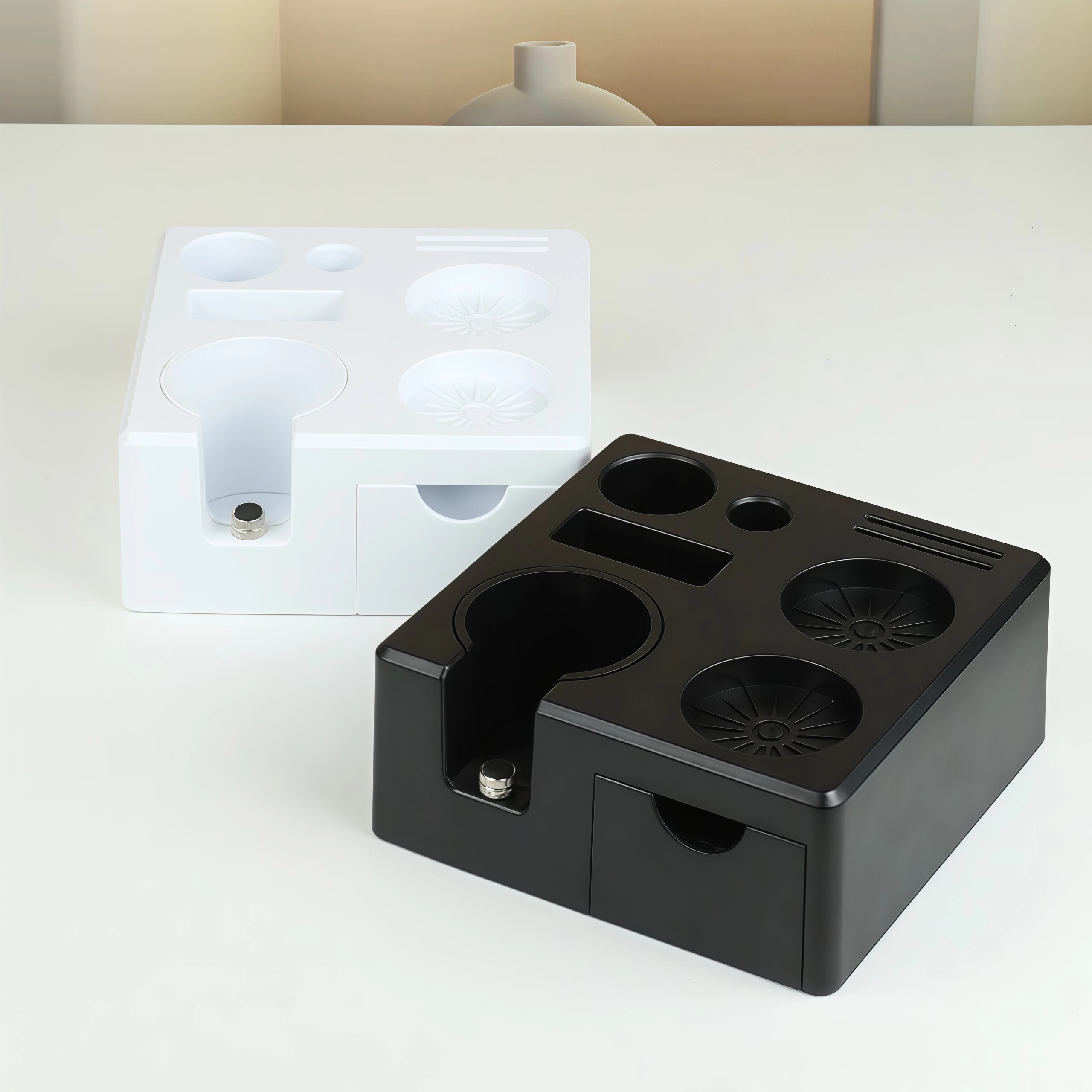 مجموعة حامل مسحوق القهوة الإيطالية المربعة، قاعدة...