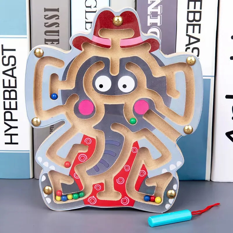 wooden puzzles magnetic puzzle toys wooden toys puzzle toys Baby Montessori Toys Kids 2 to 4 Years Old Learning Educational Toys Children Magnetic Maze Busy Board Wooden Puzzle Game