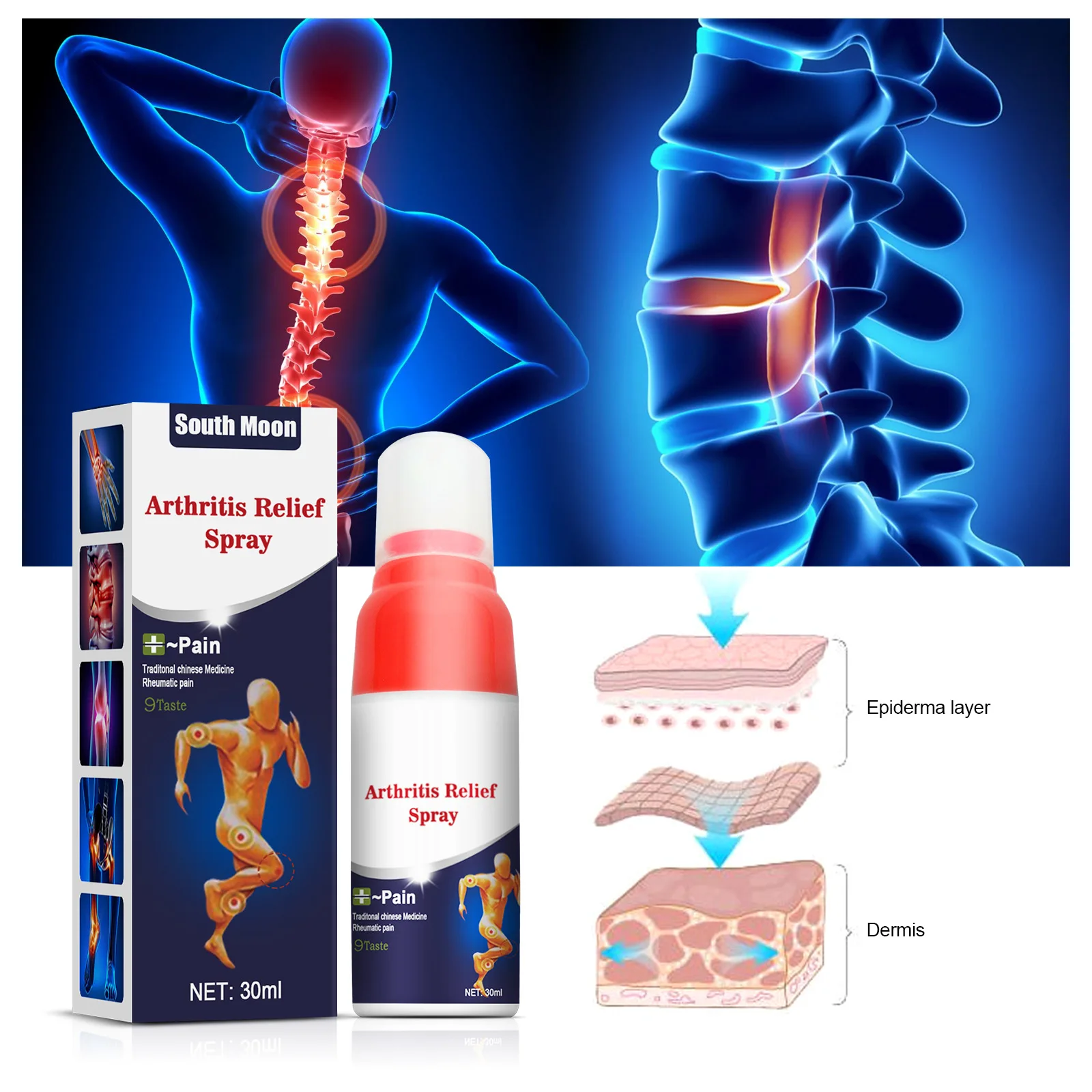 South Moon Instant Pain Relief Spray Muscle Soreness Bone Discomfort Arthritis Joint Pain Reliever