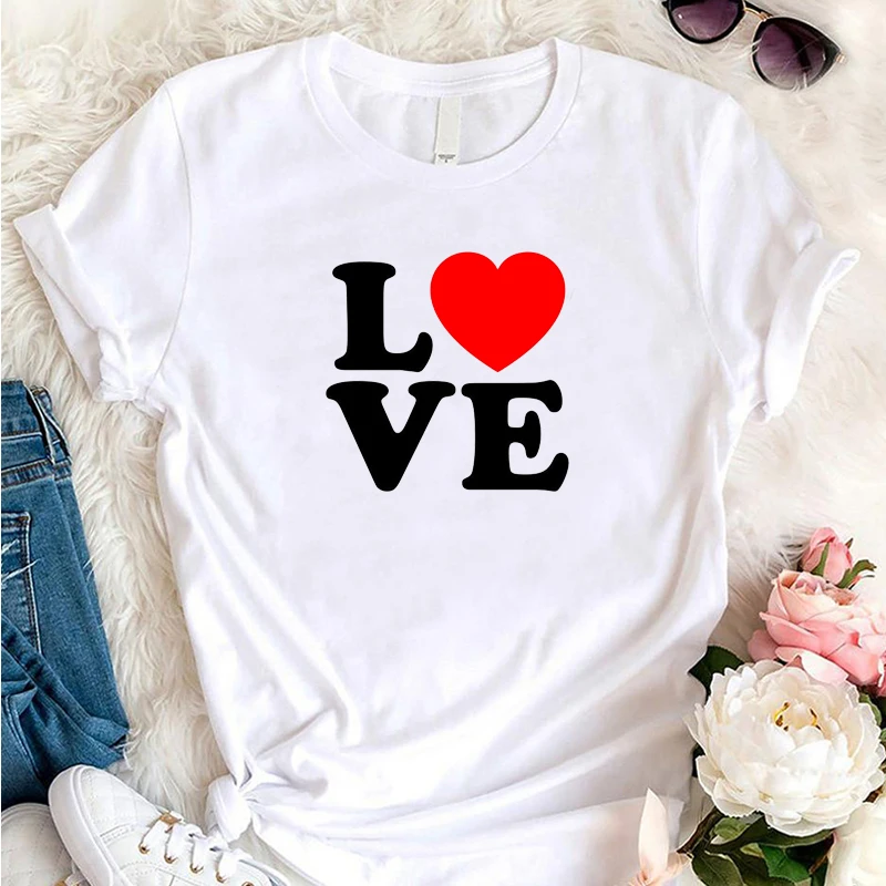 

Red Love Heart Printed Women T Shirts Summer Fashion Mothers Day Gift Female Graphic Tee O Neck Streetwear Religious Clothes Top