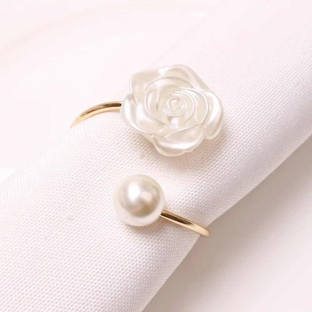 1/3pcs European Style Napkin Ring Cloth Napkin Buckle Flower Pattern Serving Napkins Wedding Party Table Decoration