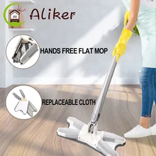 

Hand Free Floor Mop Wringing Microfiber Replacement Easy Washing Pad Home Kitchen Hardwood Laminate Wet And Dry Mop Kit Flat Mop