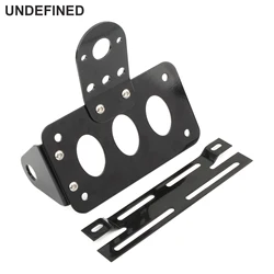 Motorcycle Universal Side Mounted Tail Light Frame License Plate Bracket Moto Accessories Black Retro Aluminum