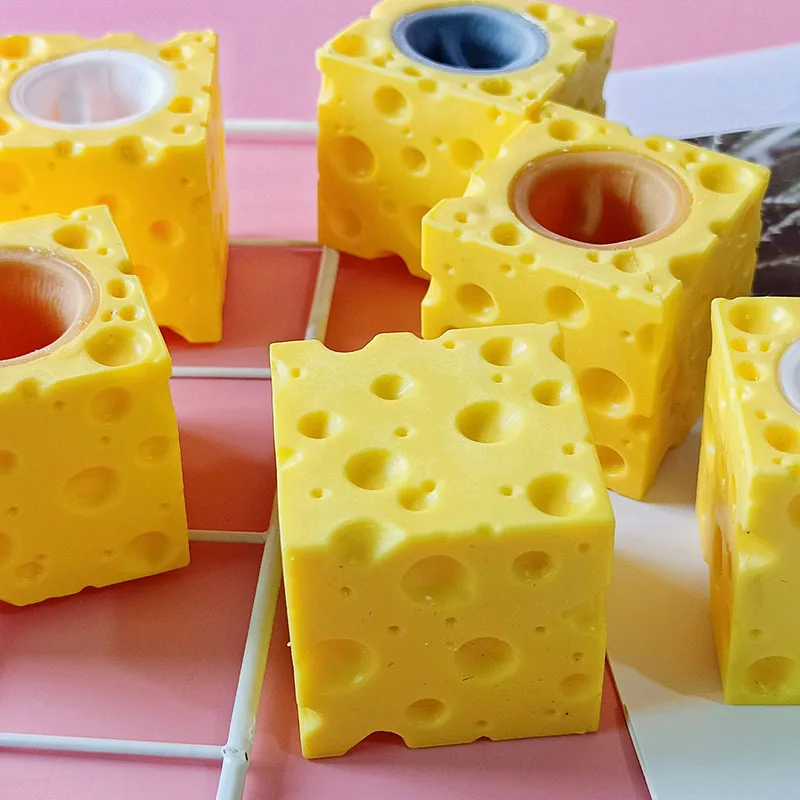 Baby Funny Mouse Cheese Squeeze Toy Anti-Stress Hide Seek Game Fidget Reliever for Kids Adults Stress Relief Gift Novelty Figure