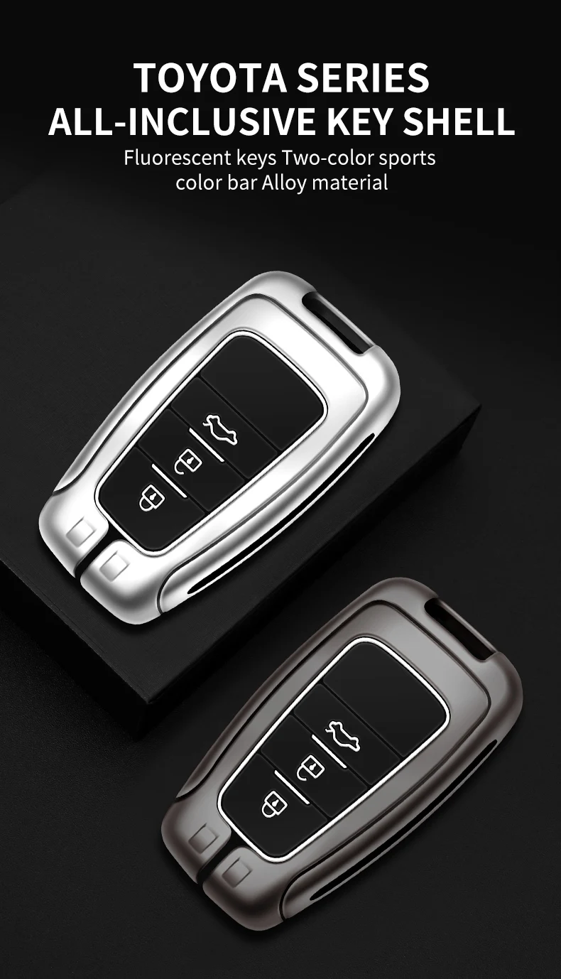 Zinc Alloy Car Remote Key Case Cover Shell Fob For Toyota Corolla Prius Camry CHR C-HR RAV4 Altis Land Cruiser Prado Accessories - S9d1e9db6ee35442cb2f9ce18c30941e6I